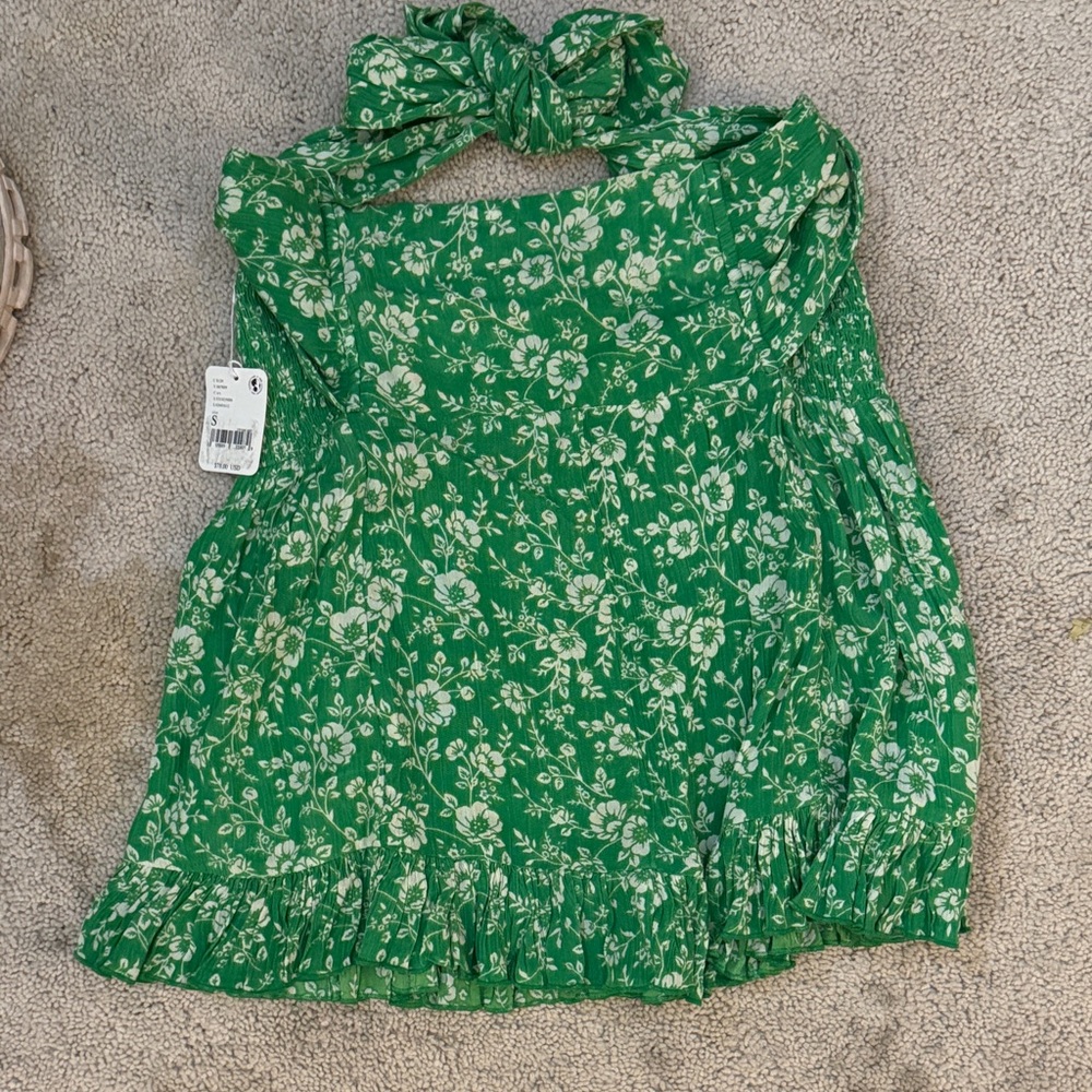 Free People Green Floral Tank Top